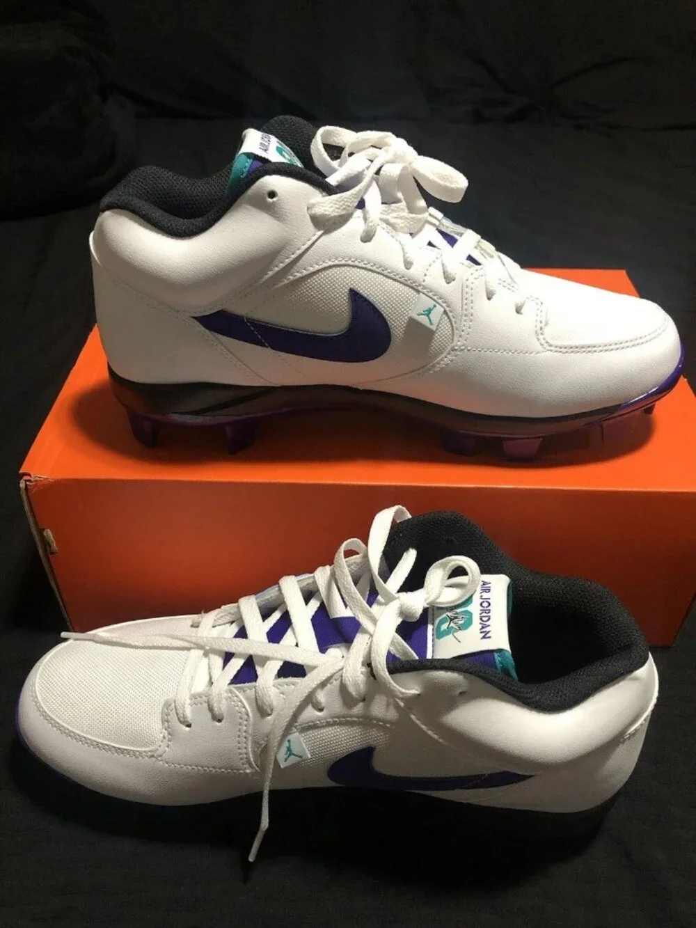Air Jordan Stadium 90 Low 'Grape' White Football Cleats, Size 10 HQ0210-105